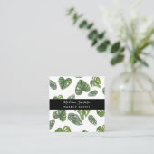 ジャングルグリーナリーウォーターカラーモンステラサロンメイクアップ スクエア名刺 (スタンド正面)