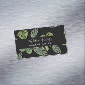 ジャングルグリーナリーウォーターカラーモンステラサロンメイクアップ マグネット名刺 (インサイチュ)