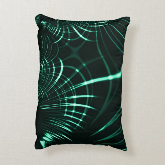 ジャングルグリーンとネオミントのミックスの尖った曲線 アクセントクッション (裏面(縦))