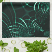 ジャングルグリーンとネオミントのミックスの尖った曲線 キッチンタオル (折り畳み)