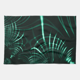 ジャングルグリーンとネオミントのミックスの尖った曲線 キッチンタオル