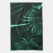 ジャングルグリーンとネオミントのミックスの尖った曲線 キッチンタオル (縦)