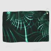 ジャングルグリーンとネオミントのミックスの尖った曲線 ゴルフタオル (横)