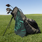 ジャングルグリーンとネオミントのミックスの尖った曲線 ゴルフタオル (グリーン)