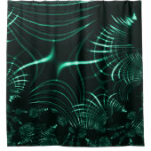 ジャングルグリーンとネオミントのミックスの尖った曲線 シャワーカーテン (正面)