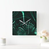 ジャングルグリーンとネオミントのミックスの尖った曲線 スクエア壁時計 (ホーム)