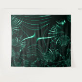 ジャングルグリーンとネオミントのミックスの尖った曲線 タペストリー (正面(横))