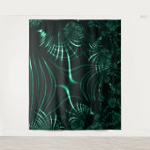 ジャングルグリーンとネオミントのミックスの尖った曲線 タペストリー (正面)