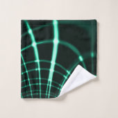 ジャングルグリーンとネオミントのミックスの尖った曲線 バスタオルセット (ウォッシュタオル)