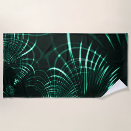 ジャングルグリーンとネオミントのミックスの尖った曲線 ビーチタオル