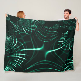 ジャングルグリーンとネオミントのミックスの尖った曲線 フリースブランケット