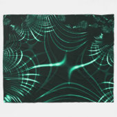 ジャングルグリーンとネオミントのミックスの尖った曲線 フリースブランケット (正面(横))