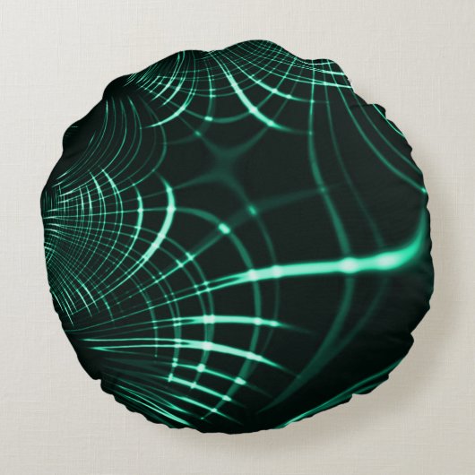 ジャングルグリーンとネオミントのミックスの尖った曲線 ラウンドクッション (裏面)