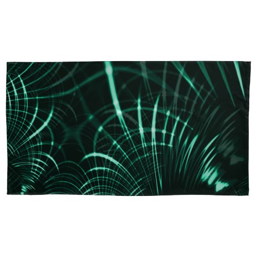 ジャングルグリーンとネオミントのミックスの尖った曲線 枕カバー (正面左)