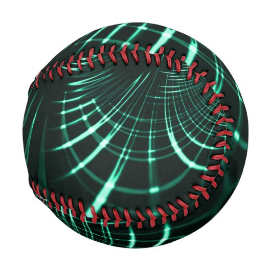 ジャングルグリーンとネオミントのミックスの尖った曲線 野球ボール (裏面左)