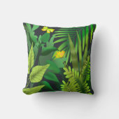 ジャングルグリーンと黄色の蝶 クッション (正面)
