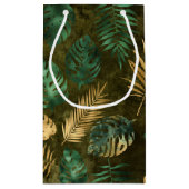 ジャングルグリーンイエロートロピカルパーム葉 スモールペーパーバッグ (裏面)