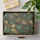 ジャングルグリーンイエロートロピカルパーム葉 薄葉紙 (ギフト)