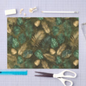 ジャングルグリーンイエロートロピカルパーム葉 薄葉紙 (クラフト)