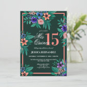 ジャングルグリーンコーラルフローラウォーターカラーキンセアニラ 招待状 (スタンド正面)