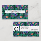 ジャングルグリーンサンゴの水彩緑のパターン 名刺 (正面/裏面)