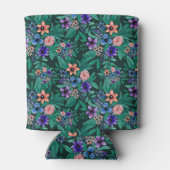 ジャングルグリーンサンゴの水彩緑のパターン 缶クーラー (裏面)