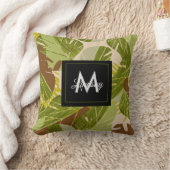 ジャングルグリーンリーサファリリーフトロピカルハンドドロード クッション (ブランケット)