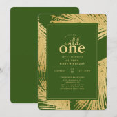 ジャングルグリーンワイルドワンお誕生日パーティー招待状 招待状 (正面/裏面)