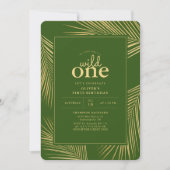 ジャングルグリーンワイルドワンバースデーパーティーの招待 招待状 (正面)