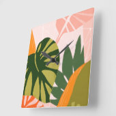 ジャングルコラージュI スクエア壁時計 (傾斜)