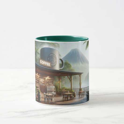 ジャングルコーヒーオアシス 壮大な火山ビュー マグカップ (中央)