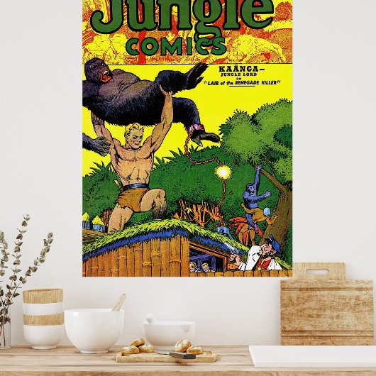 ジャングルゴリラズレイアヴィンテージ漫画 ポスター (キッチン)