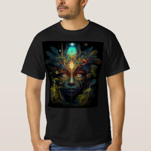 ジャングルサイケデリックスピリット顔 Tシャツ