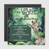 ジャングルサファリお祝い：ベビーシャワー マグネット招待状 (正面/裏面)