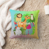 . .ジャングルサファリかわいい動物たちパーソナライズされたたち クッション (ブランケット)