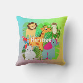 . .ジャングルサファリかわいい動物たちパーソナライズされたたち クッション (裏面)