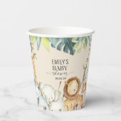 ジャングルサファリかわいい動物ニュートラルベビーシャワー 紙コップ (裏面)