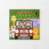 ジャングルサファリかわいい動物ワイルドワン子供の誕生日 三つ折りカード (カバー)