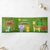 ジャングルサファリかわいい動物ワイルドワン子供の誕生日 三つ折りカード (内部)