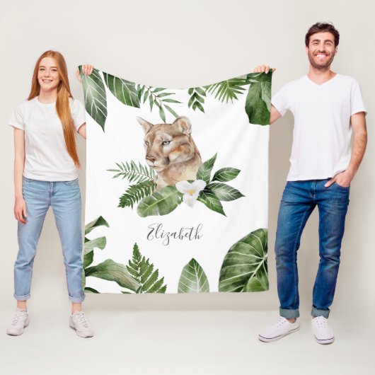 ジャングルサファリかわいい雌ラパーソナライズされたイオン名 フリースブランケット (インサイチュ)
