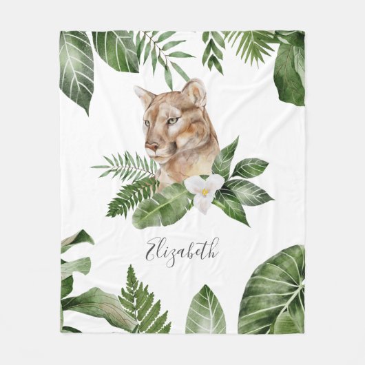 ジャングルサファリかわいい雌ラパーソナライズされたイオン名 フリースブランケット (正面)