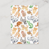 ジャングルサファリがブックカードベビーシャワーを持ち込む エンクロージャーカード (裏面)