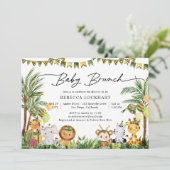 ジャングルサファリで愛らしい赤ちゃん動物ベビーブランチ 招待状 (スタンド正面)