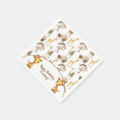 ジャングルサファリとジャラフェスバースデーパーティー スタンダードカクテルナプキン (角)