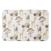 ジャングルサファリとジャラフェスパターン バスマット (正面)