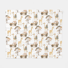 ジャングルサファリとジャラフェス子供部屋パターンキッズ フリースブランケット