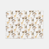 ジャングルサファリとジャラフェス子供部屋パターンキッズ フリースブランケット (正面(横))