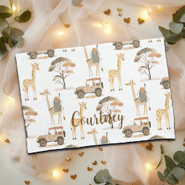 ジャングルサファリとジャラフェス子供部屋柄 枕カバー