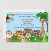 ジャングルサファリのおもしろいのBirthayのパーティー 招待状 (正面)