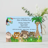 ジャングルサファリのおもしろいのBirthayのパーティー 招待状 (スタンド正面)